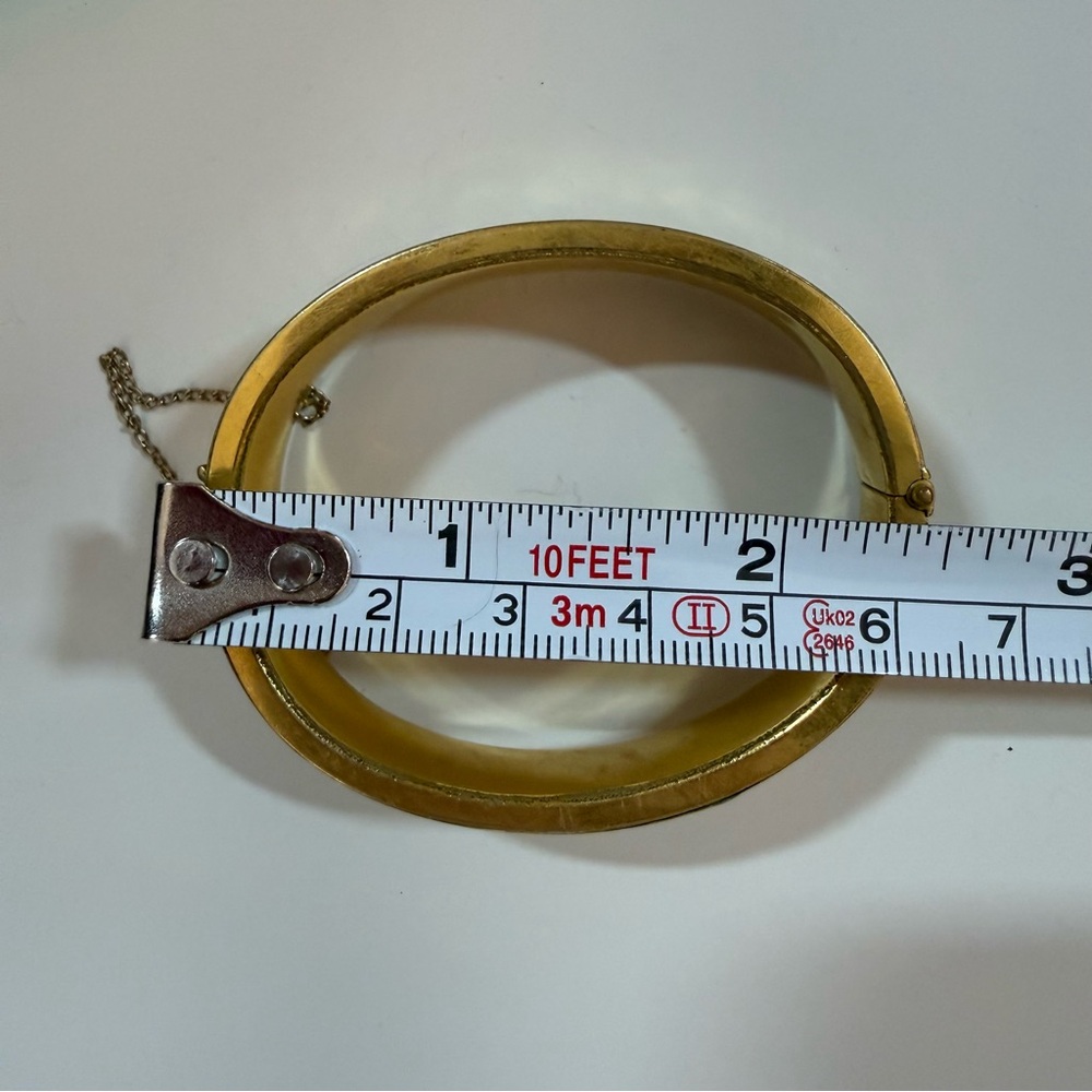 Antique Victorian 1880 stamped Gold plated Floral Etched Bangle Bracelet - Picture 15 of 16